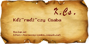 Körmöczy Csaba névjegykártya
